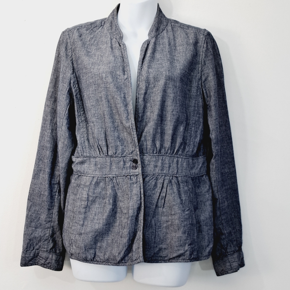 Eileen Fisher 100% Cotton Lightweight Chambray 2 Button Top